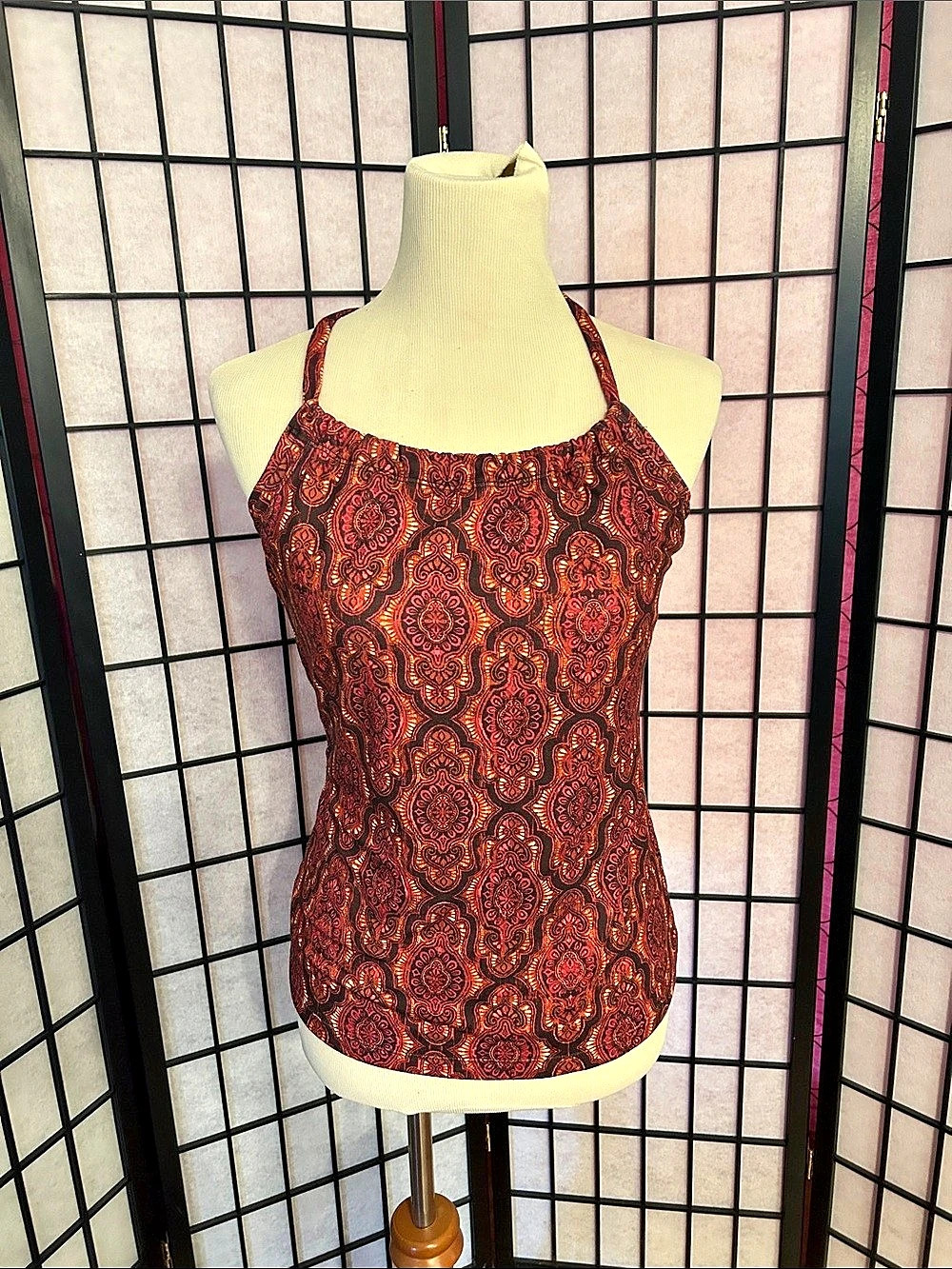 prAna Shiloh Tank Top Paisley in Red & Brown